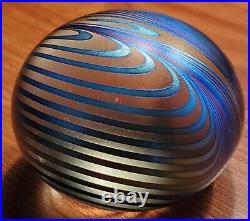 David lotton art glass iridescent paperweight. Swirl