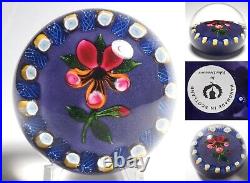 Deacons Pansy Paperweight with Clichy Style Millefiori Rose Garland Magnum