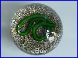 Delmo Tarsitano COILED GREEN SNAKE Paperweight On Sand Ground EC Signed