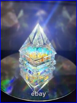 Dichroic Crystal Optic Art Glass Storms Paperweight Kaleidescope Chakras Pyramid