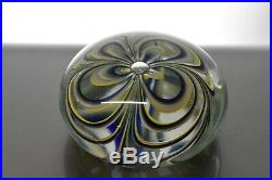 Dominic Labino Signed 1974 Art Glass Paperweight Blown Web Design