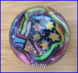 Doug Sweet Signed Glass Marble Orb Multi-Colored Millefiori Glitter