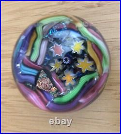 Doug Sweet Signed Glass Marble Orb Multi-Colored Millefiori Glitter