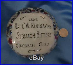 Dr C. W. ROEBACKS STOMACH BITTERS Large Art Glass Paper Weight Cincinnati Ohio