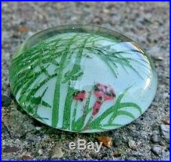EARLY Chinese White Ground Art Glass Hand Painted Bamboo Thicket Paperweight