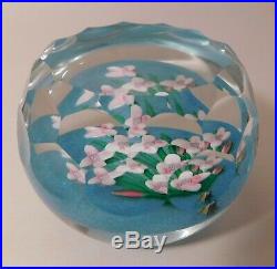 ENCHANTING 1982F Perthshire 5 PALE PINK LAMPWORK FLOWERS Art Glass PAPERWEIGHT