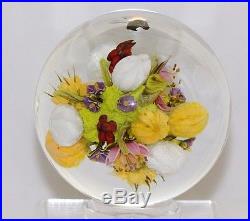 EXQUISITE Magnum PAUL STANKARD Art Glass FLOWERS / FRUIT / BEE Paperweight ORB
