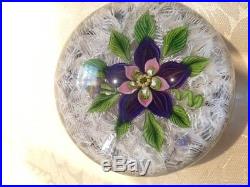 EXQUISITE and Scarce PARABELLE Stave BASKET Muslin FLOWER Art Glass PAPERWEIGHT