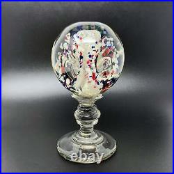 Early 20th C. Art Glass Footed Globe Paperweight