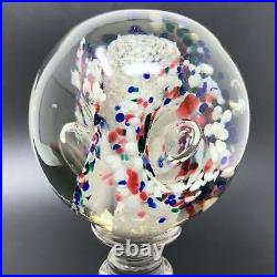 Early 20th C. Art Glass Footed Globe Paperweight