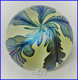 Early Daniel Lotton Iridescent Art Glass Paperweight Signed /dated 1984