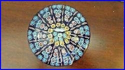 Early Perthshire Scotalnd Art Glass Spoke & Millefiori PP1 Paperweight Cobalt Bl