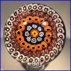 Early Ysart Brothers Art Glass Paperweight Concentric Complex Millefiori on Blue