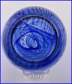 Ed Kachurik 3.3 2001 Mesmerizing, Veiled 3-D Effect Blue Glass Paperweight