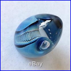 Eickholt Blue Swirl Art Glass Paperweight Modern Art