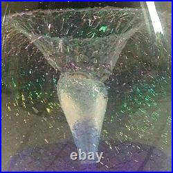 Eickholt Dichroic Iridescent Fountain Blue Glass Paperweight Signed 93,3 1/2
