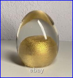 Elegant Murano Art Glass Paperweight Gold Fleck 3.25