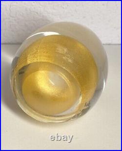 Elegant Murano Art Glass Paperweight Gold Fleck 3.25