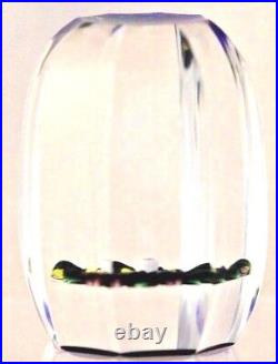 Elongated ELEGANT Bob BANFORD Fancy FLUTE Cut PANSY FLOWER Art Glass PAPERWEIGHT