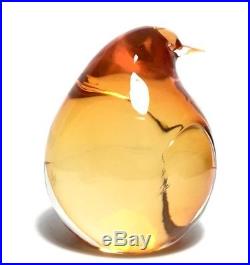 Estate PINO SIGNORETTO Murano Art Glass Orange Penguin Figure Paperweight