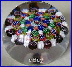 Exceptional Post War Signed 2.75 Baccarat Millefiori Cane Art Glass Paperweight