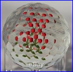 Exquisite PERTHSHIRE Attributed HONEYCOMB Cut CHERRIES Glass PAPERWEIGHT