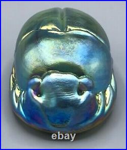 Exrare Beautiful Scarab Paperweight Favrile Blue Aurene Tiffany Steuben Esque