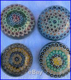 FOUR scottish millefiori paperweights SIGNED salvador YSART Y and Vasart