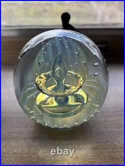 Fab 1999 Robert Eickholt Iridescent Double Jellyfish Large Art Glass Paperweight