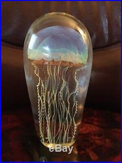 Fabulous Rick Satava Blown Art Glass Jellyfish Paperweight Sculpture 5 3/4T