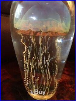 Fabulous Rick Satava Blown Art Glass Jellyfish Paperweight Sculpture 5 3/4T