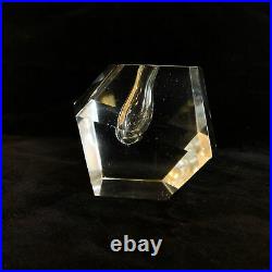 Faceted Crystal Orchid Bud Vase Geode Paperweight Mid Century Modern Art Glass