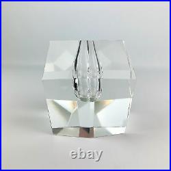 Faceted Crystal Orchid Bud Vase Geode Paperweight Mid Century Modern Art Glass