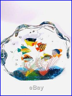 Fantastic Murano Art Glass Fish Aquarium Paperweight / Sculpture Excellent Cond