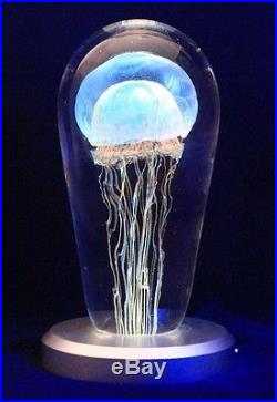 Fascinating RICK SATAVA Moon JELLYFISH Art Glass PAPERWEIGHT Sculpture 7