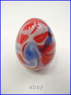 Fenton 1976 Red, White & Blue Glass Egg Paperweight Robert Barber Design
