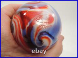 Fenton 1976 Red, White & Blue Glass Egg Paperweight Robert Barber Design