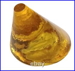 Fire And Light Citrine Art Glass Cone Paperweight Recycled Glass