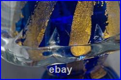 Formia Murano Blue Gold Swirl Christmas Tree Paperweight 7 1/2-FREE USA SHIP #1