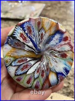 Fratelli Toso Murano Art Glass Millefiori Knob Paperweight Vintage Vtg