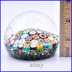 Fratelli Toso Murano Millefiore Glass Paperweight Concentric Canes On Frit Vtg