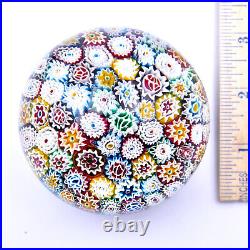 Fratelli Toso Murano Millefiore Glass Paperweight Concentric Canes On Frit Vtg