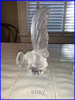 French Lalique Crystal Coq Nain Cockerel Rooster Figurine Paperweight Vintage