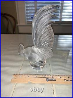 French Lalique Crystal Coq Nain Cockerel Rooster Figurine Paperweight Vintage