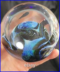 GES Glass Eye Studio 2009 BLUE PLANET Celestial Series Paperweight STUNNING