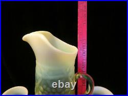 GIBSON 2000 Glass Yellow Vaseline OPALESCENT Pitcher and 6 Tumblers