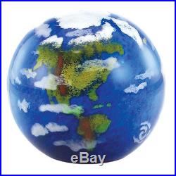 GLASS EYE STUDIO Celestial Series Paperweight Blown Glass USA 519F PLANET EARTH