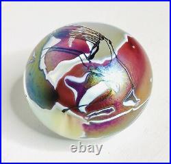 GLASSHOUSE STUDIO Iridescent Paperweight 1987 Signed By Artist Multicolored