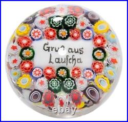 GRUB AUS LAUSCHA Millefiori Multicolor Antique Art Glass Paperweight RARE