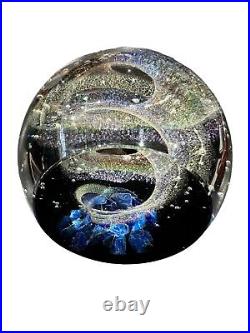 Galaxy Orb 4 Swirls Of Dichroic Glass World Paperweight Signed Garrelts Glass